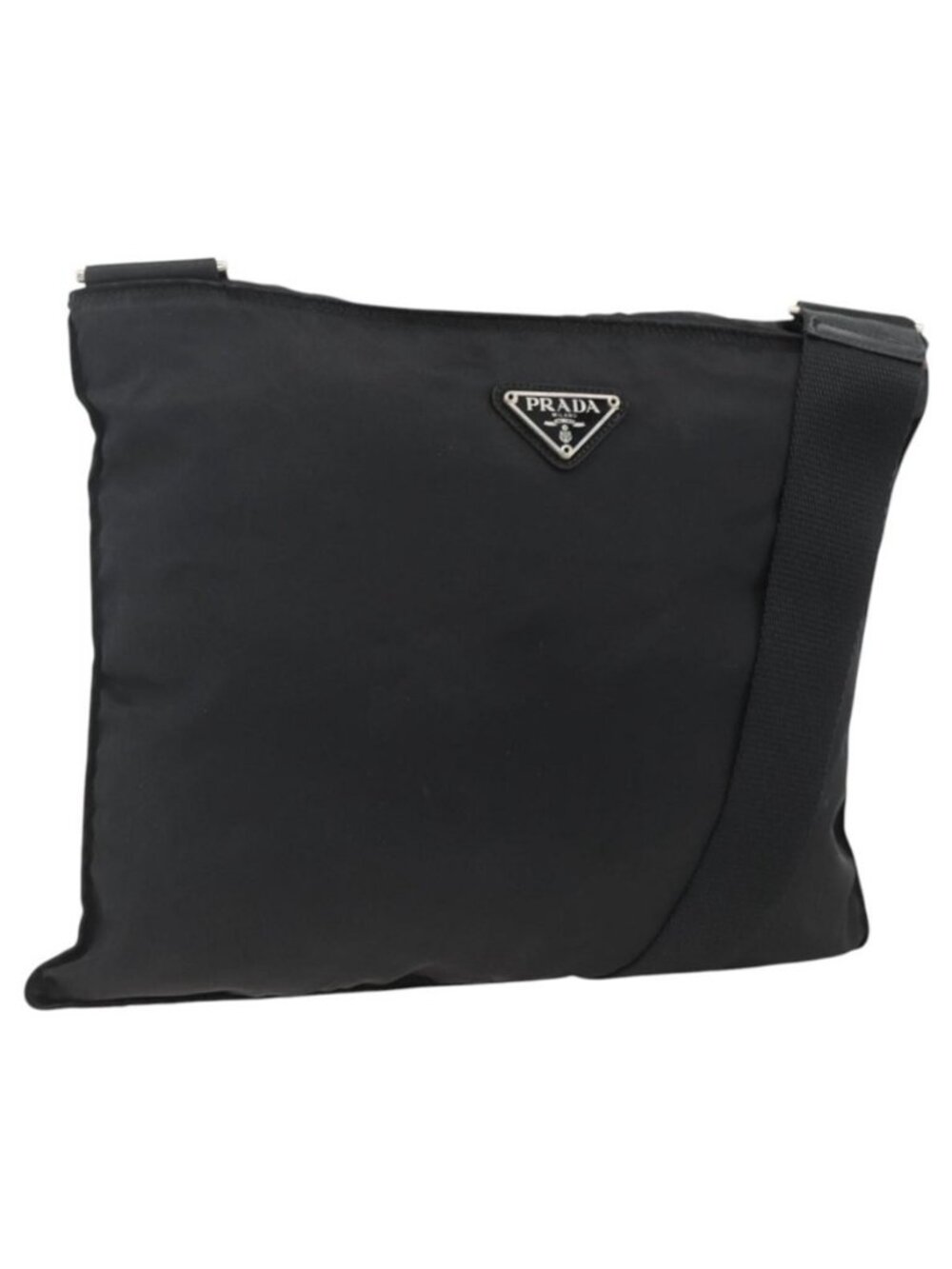 Authentic PRADA Shoulder Bag Nylon Black Silver